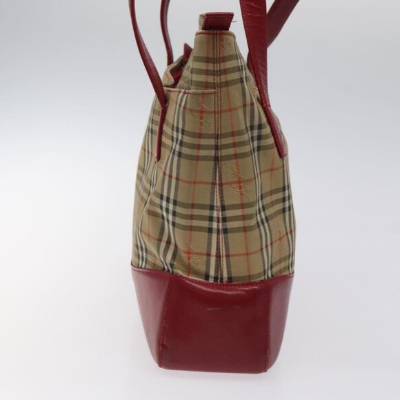 BURBERRY Nova Check Tote Bag Canvas Beige Gold Auth - Picture 4 of 16